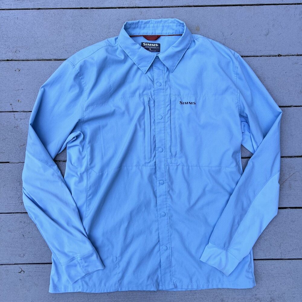 Simms Men's Intruder Bicomp Fishing Shirt Blue-Size L